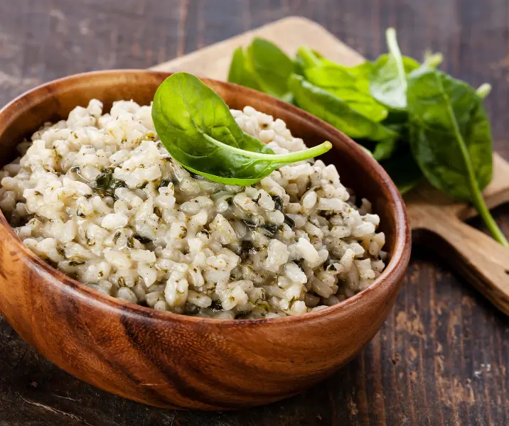 Risotto de queso azul y espinacas thermomix